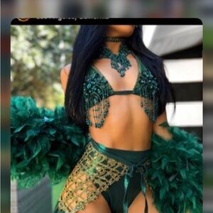 Emerald Green Beaded Lingerie Set